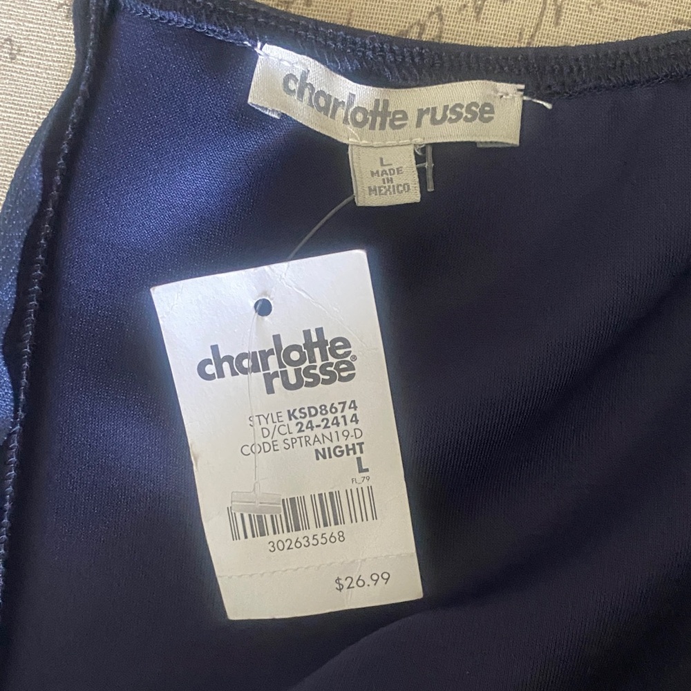 NWT Charlotte Russe Strapless Navy Tie-Waist Cocktail Dress - Picture 11 of 11